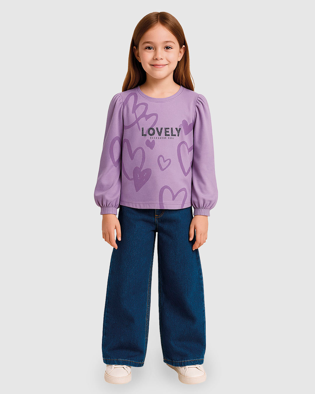 Blusa Infantil Menina Aplique Strass Manga Longa Bufante Em Algodão Malwee Kids