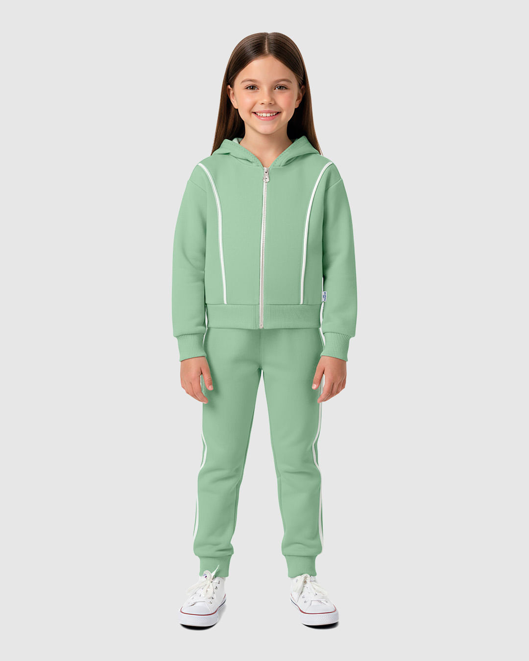 Conjunto Infantil Menina Jaqueta Recorte Em Moletom Mesclado Malwee Kids