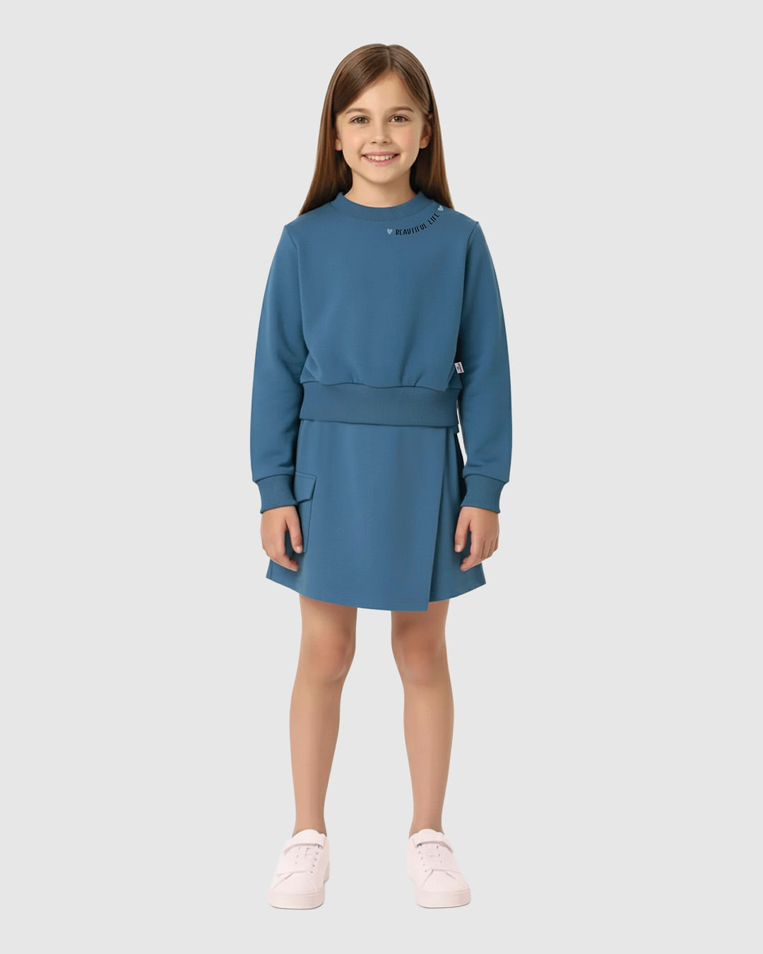 Conjunto Infantil Menina Blusão E Shorts Saia Em Moletinho Malwee Kids