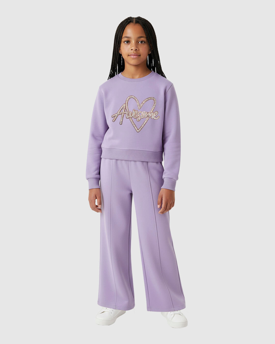 Conjunto Infantil Menina Blusão Com Aplique Em Moletom Mesclado Malwee Kids