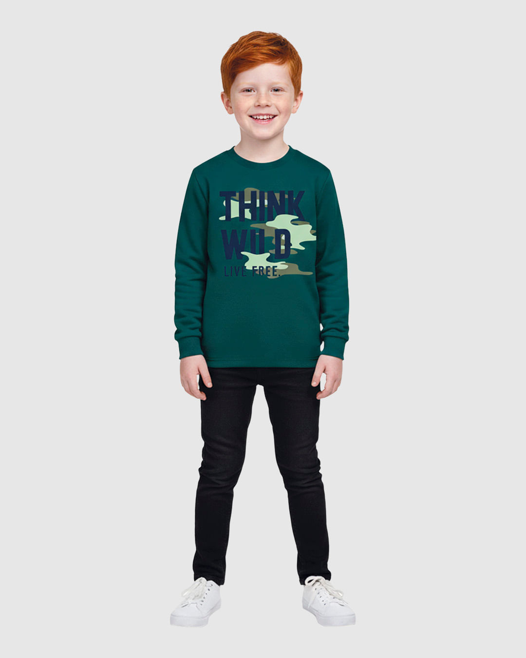 Camiseta Infantil Menino Manga Longa Think Wild Em Malha Mesclada Malwee Kids
