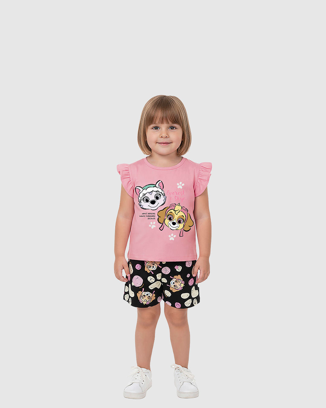 Conjunto Curto Infantil Menina Patrulha Canina Shorts Estampado Malwee Kids