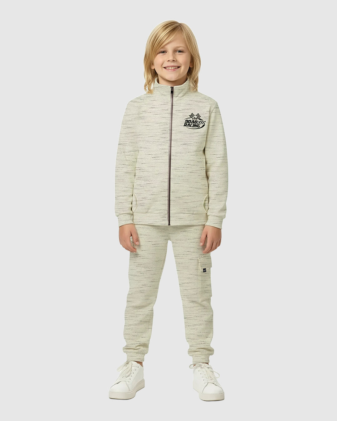 Conjunto Infantil Menino Jaqueta Gola Alta em Moletinho Rajado Malwee Kids