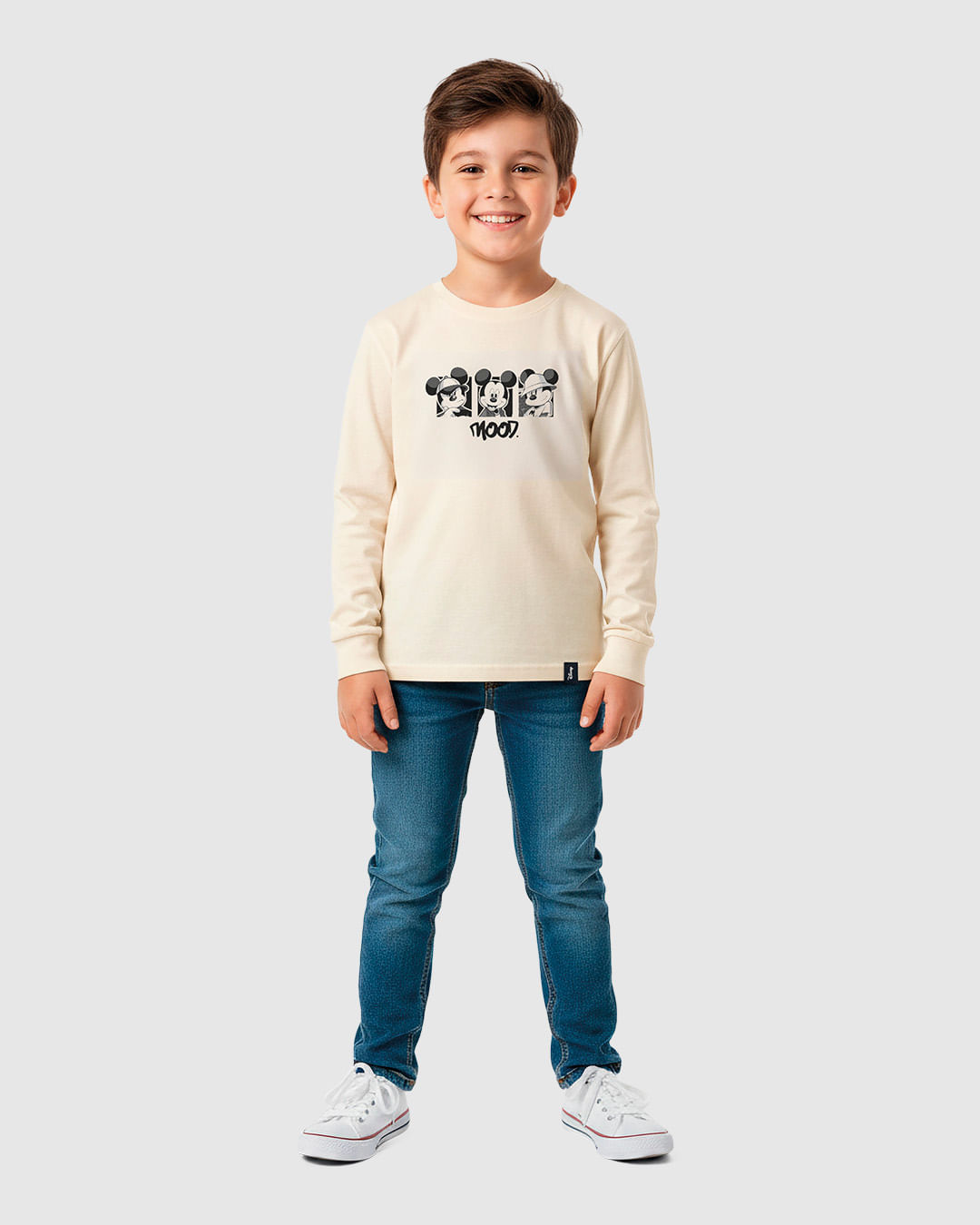 Camiseta Infantil Menino Manga Longa Mickey Mouse Em Algodão Malwee Kids
