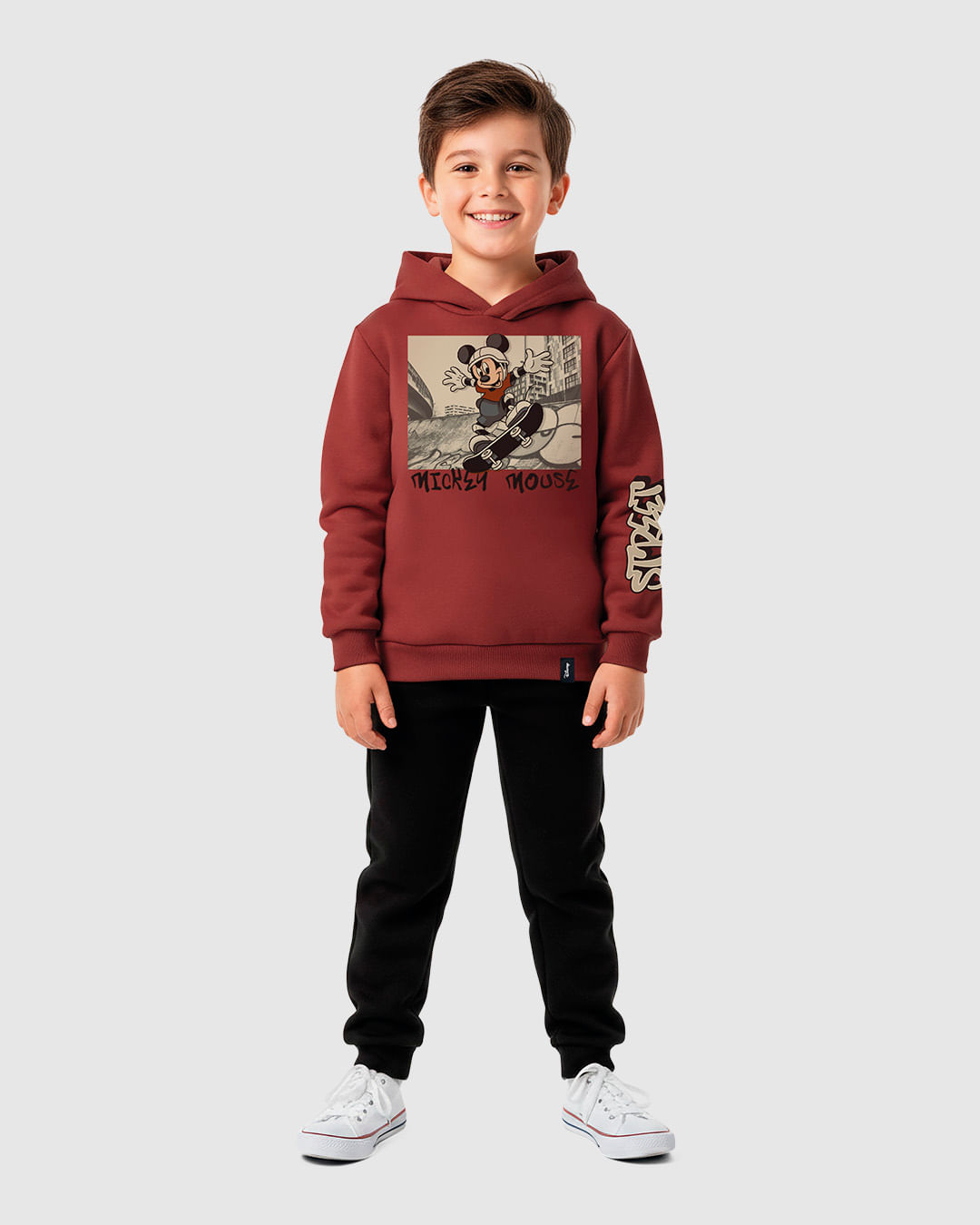 Blusão Infantil Menino Com Capuz Mickey Mouse Em Moletom Flanelado Malwee Kids