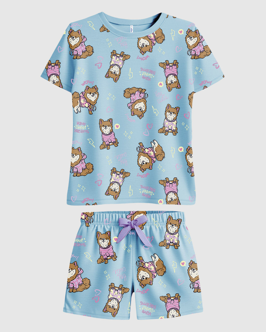 Pijama Curto Infantil Menina Estampa Corrida Em Algodão Malwee Kids