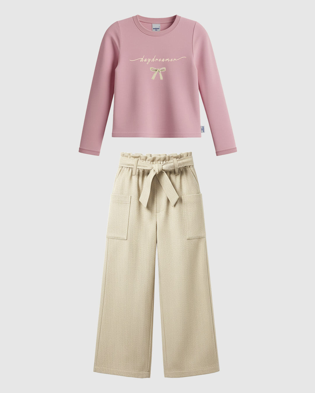 Conjunto Infantil Menina Blusa Manga Longa E Calça Pantalona Malwee Kids