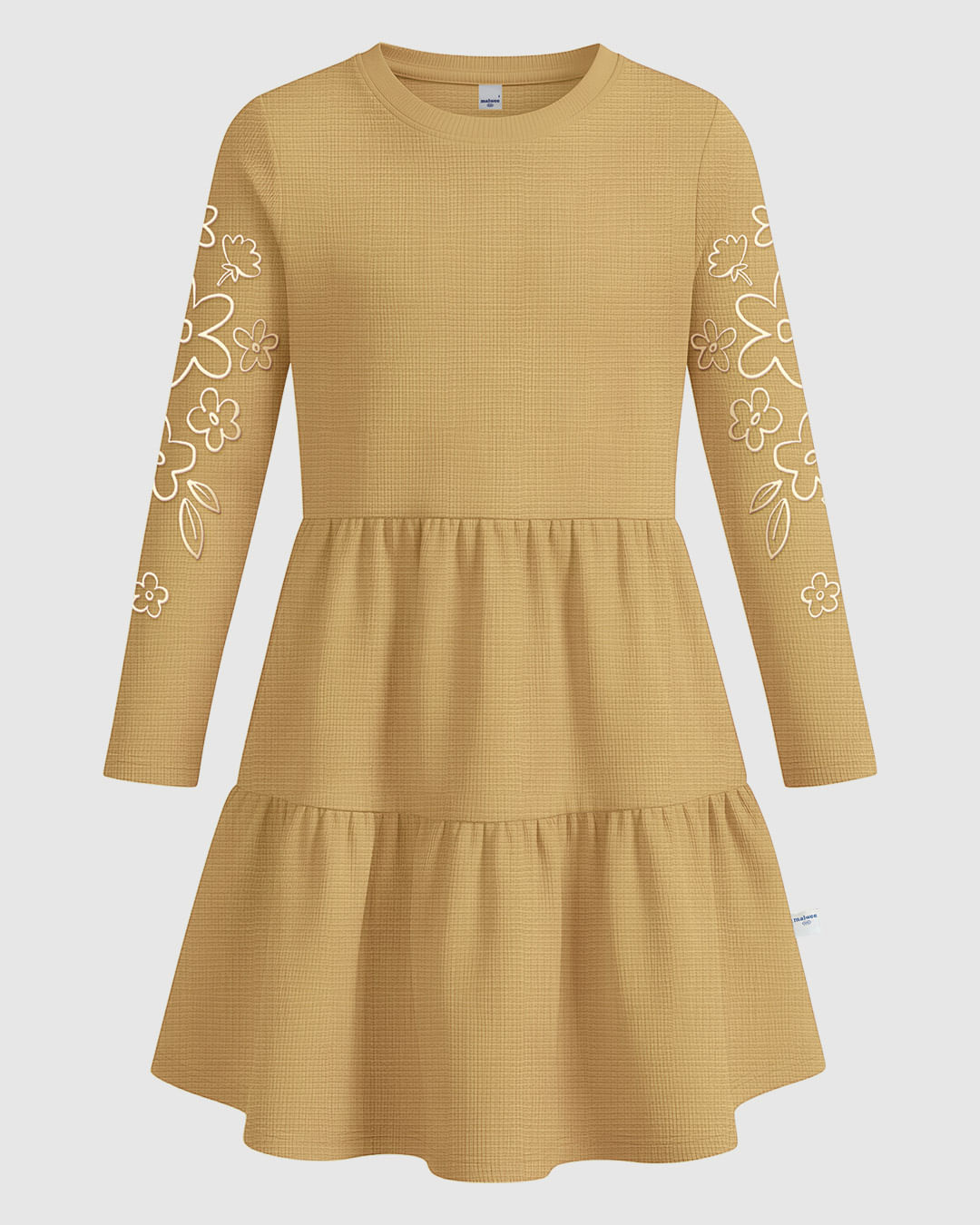 Vestido Infantil Rodado Manga Longa Com Estampa Puff Malwee Kids