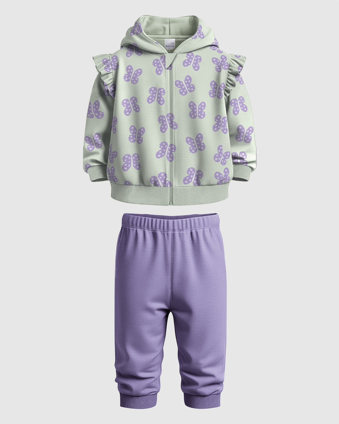 Conjunto Bebê Menina Jaqueta Estampada Detalhe Babado Ombro Malwee Kids