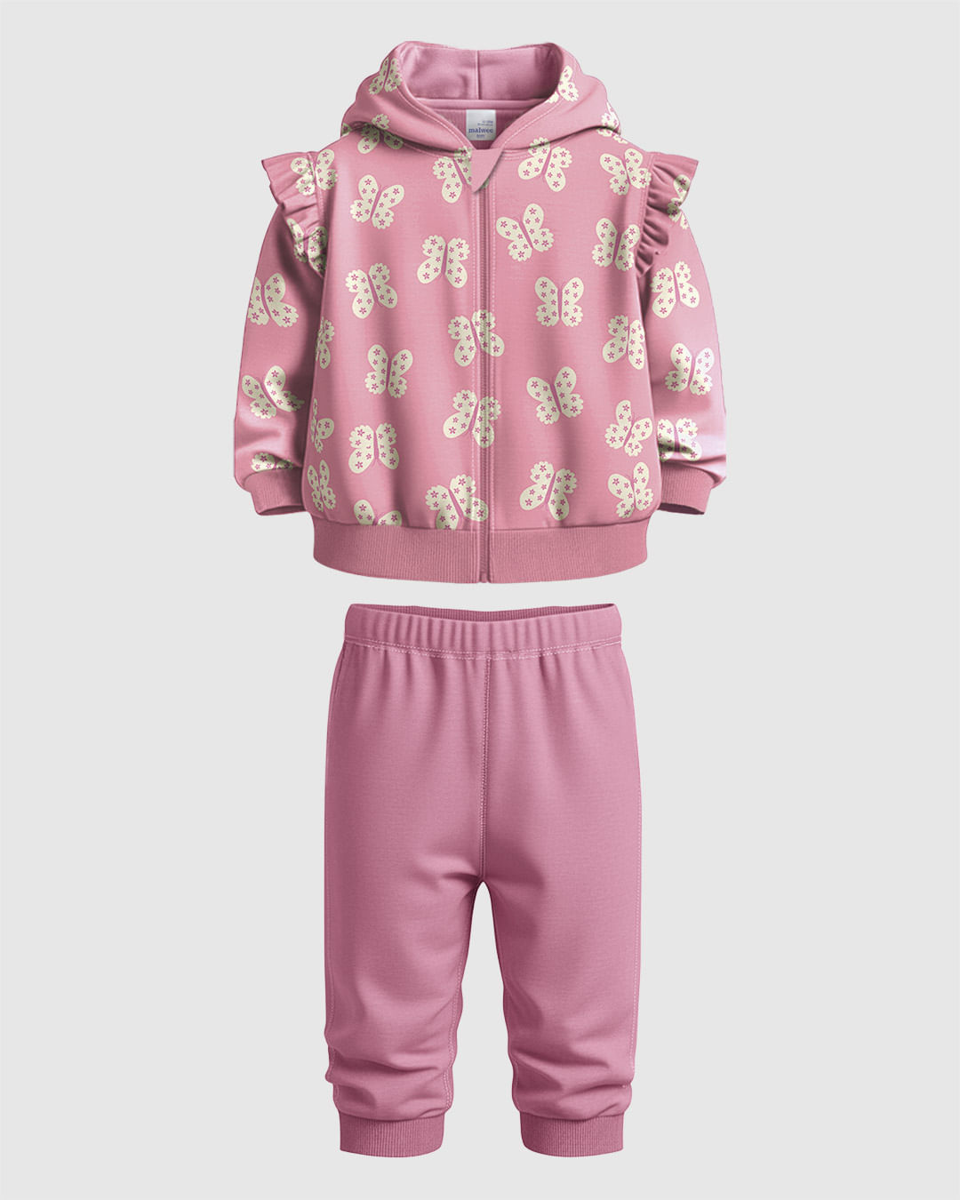 Conjunto Bebê Menina Jaqueta Estampada Detalhe Babado Ombro Malwee Kids