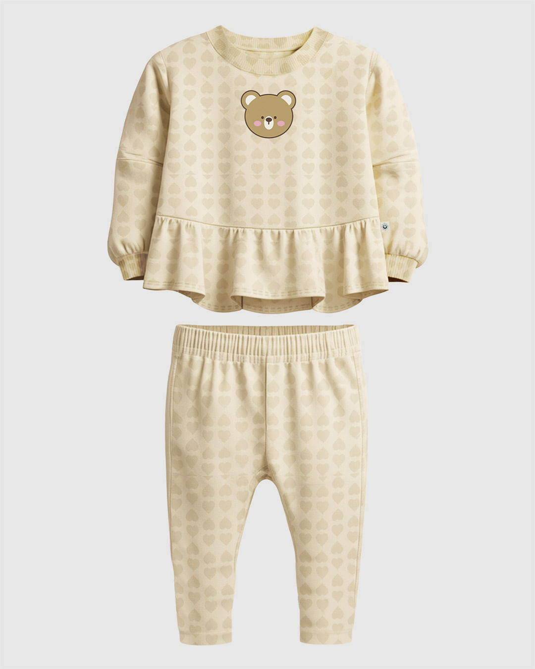Conjunto Bebê Menina Blusão + Calça Em Malha Jacquard Coração Malwee Kids