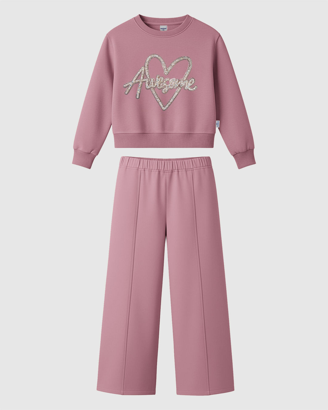 Conjunto Infantil Menina Blusão Com Aplique Em Moletom Mesclado Malwee Kids