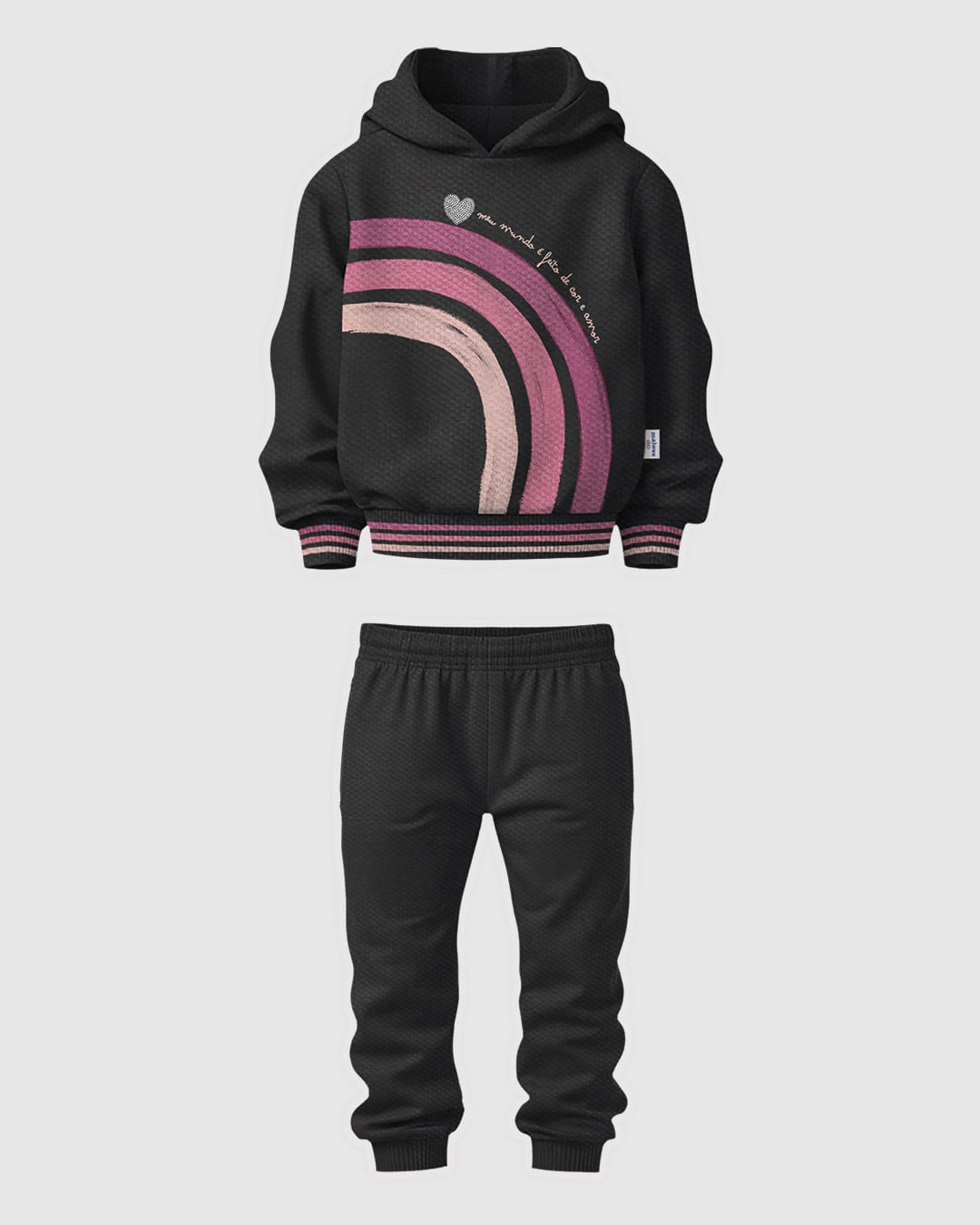 Conjunto Infantil Menina Blusão Estampa Arco-Íris Em Moletinho Malwee Kids