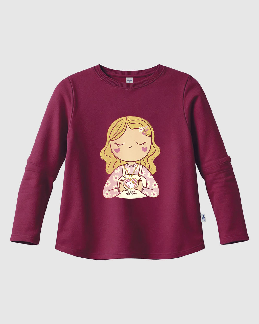 Blusa Infantil Menina Evasê Estampa Glitter + Aplique em Algodão Malwee Kids