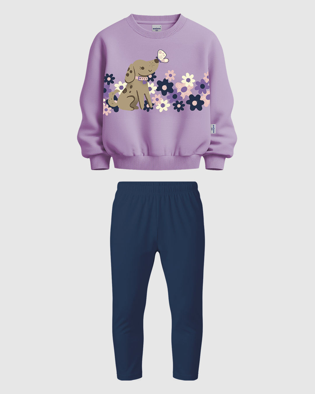 Conjunto Infantil Menina Blusão Estampa Com Bordado Moletom Malwee Kids