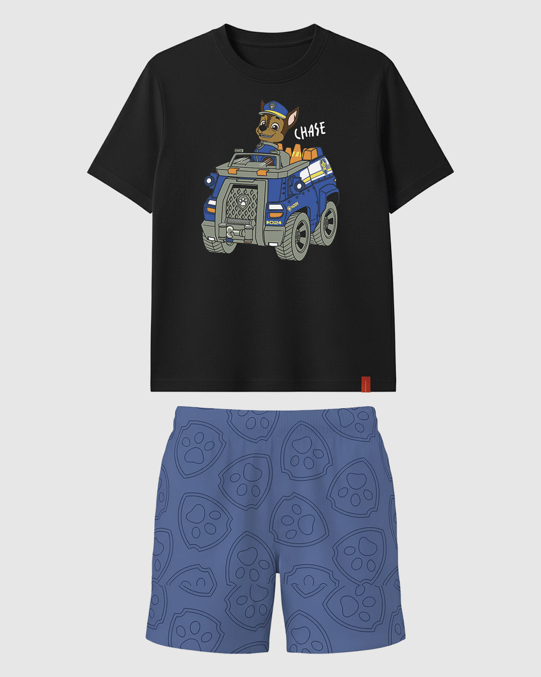 Conjunto Curto Infantil Menino Patrulha Canina Bermuda Moletinho Malwee Kids - Preto - 6