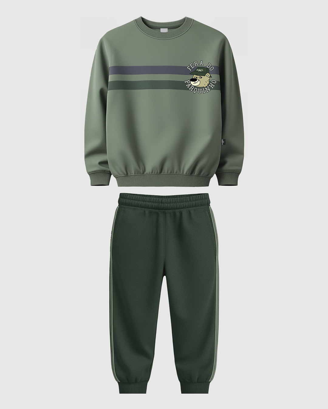 Conjunto Infantil Menino Blusão Estampa E Listra Frontal Moletom Malwee Kids