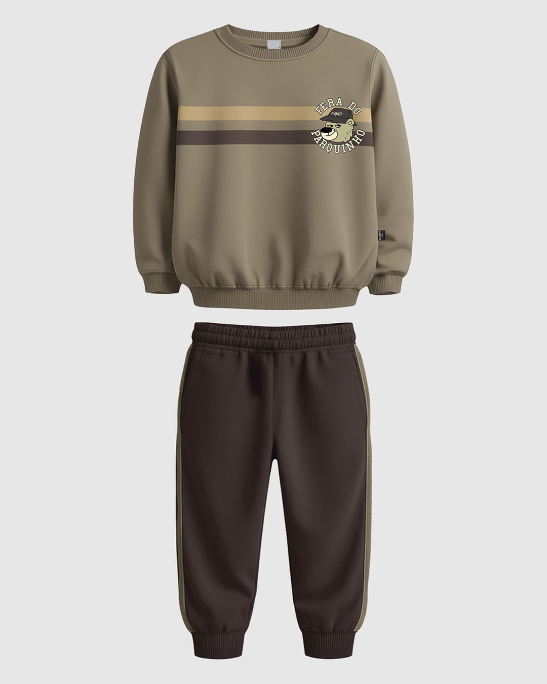 Conjunto Infantil Menino Blusão Estampa E Listra Frontal Moletom Malwee Kids