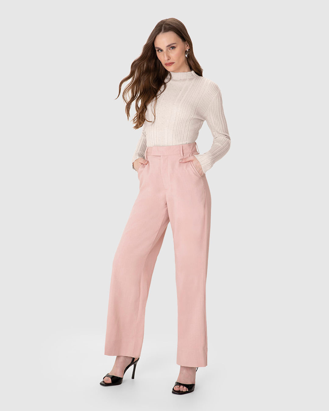 Blusa Justa Feminina Gola Alta Aplique Termocolante Strass em Tricô - ENFIM