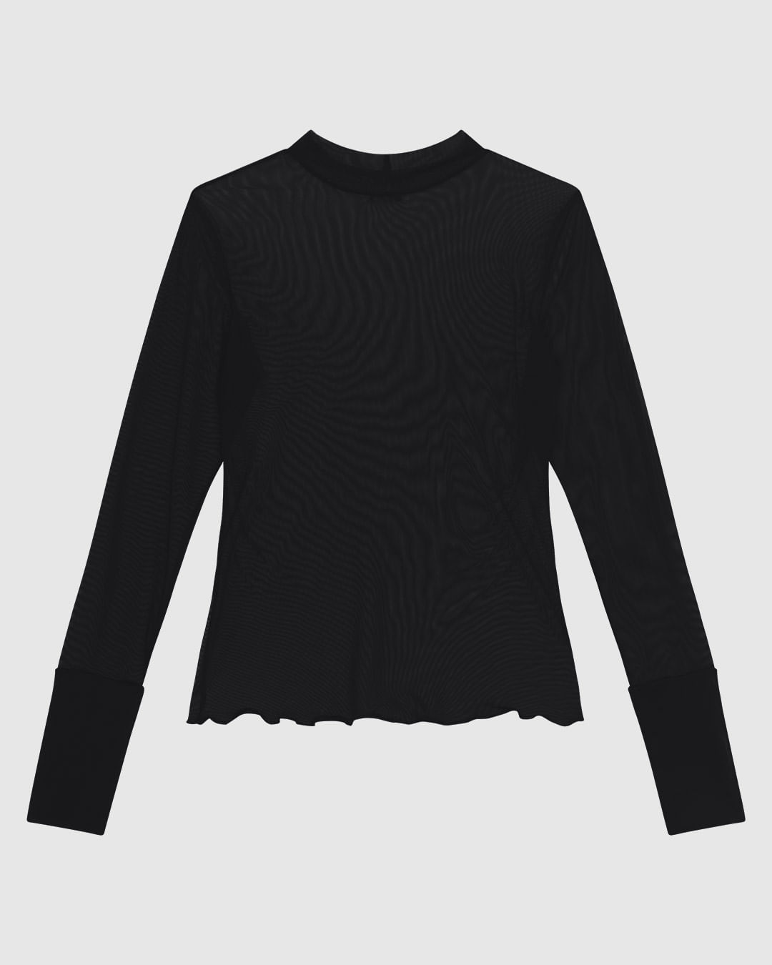 Blusa Justa Feminina Gola Alta Manga Longa Em Tule Stretch - ENFIM