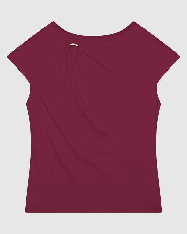 Blusa Justa Feminina Detalhe Vazado Com Argola Em Malha Conforto Dry - ENFIM Vermelho - P