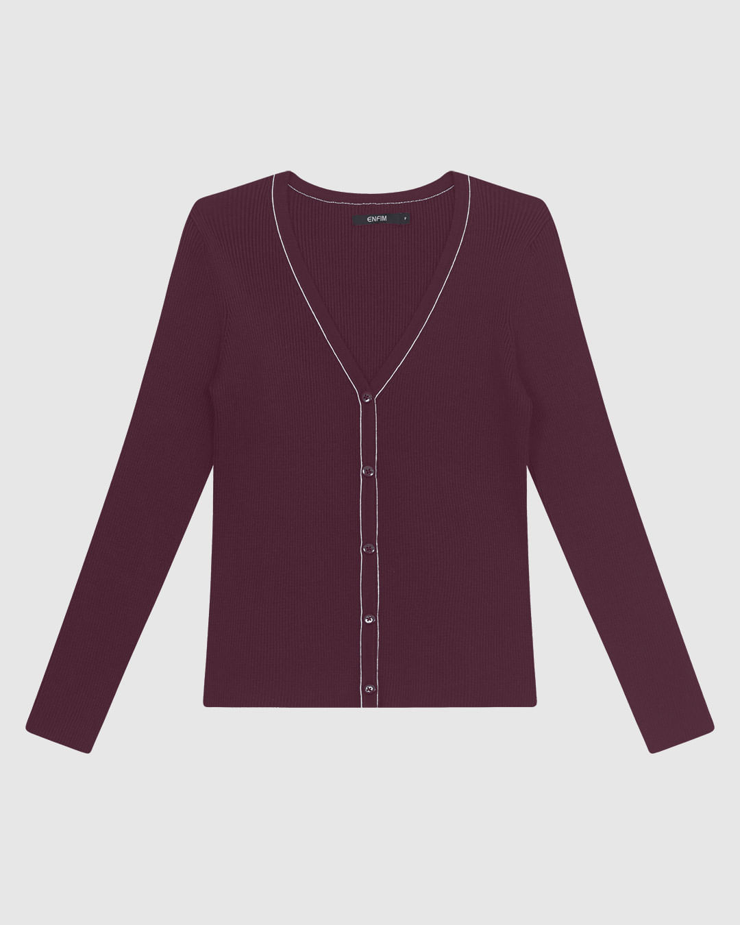Cardigan Feminino Justo Detalhe Costura Contraste em Tricô - ENFIM