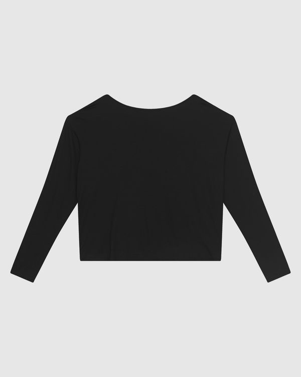Blusa Feminina Decote Costas Degagê Detalhe Tule Em Viscose Stretch - ENFIM Preto - P