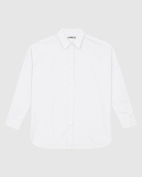 Camisa Feminina Oversized Manga Longa Em Tricoline - ENFIM Branco - P