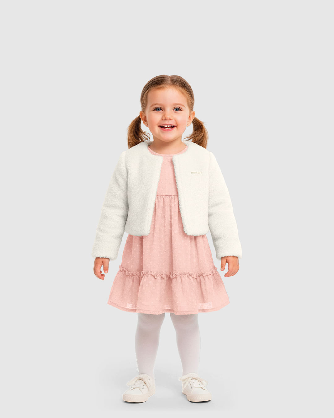 Bolero Menina Gola Redonda Manga Longa Em Pelúcia Lurex - Carinhoso
