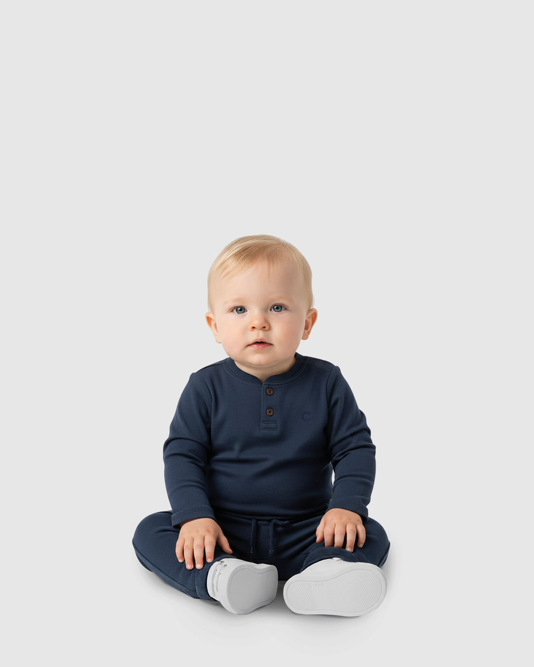 Conjunto Bebê Menino Body Manga Longa E Calça Em Moletinho - Carinhoso - Azul - 6M