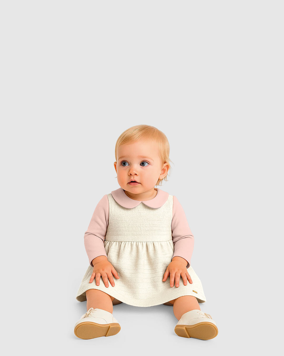 Conjunto Bebê Menina Body Manga Longa E Vestido Malha Tweed Lurex - Carinhoso