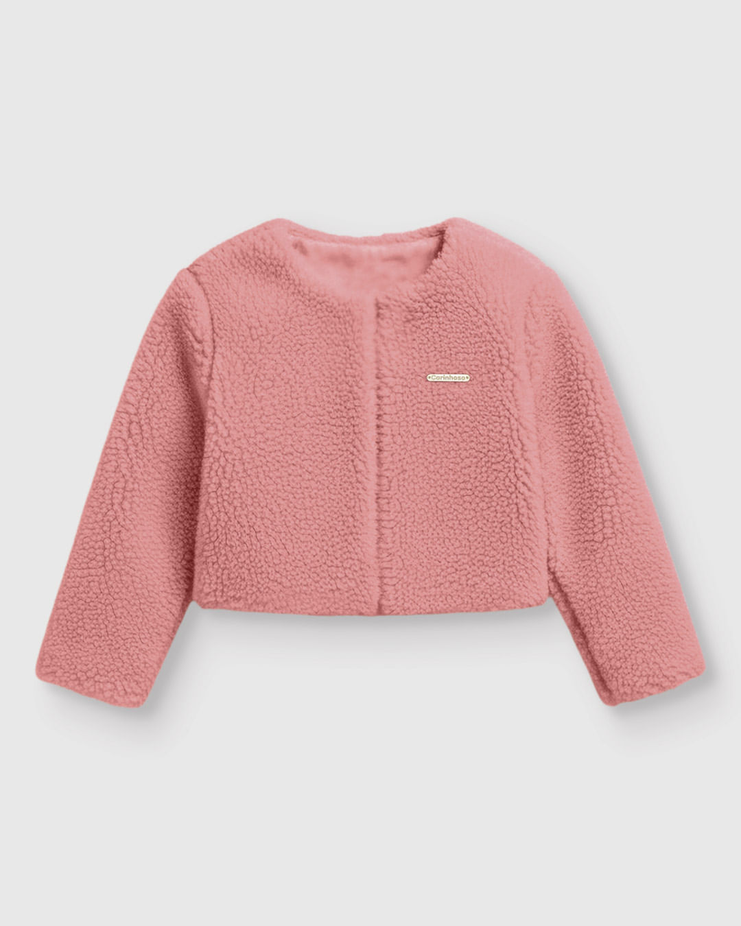Bolero Menina Gola Redonda Manga Longa em Pelúcia Lurex - Carinhoso