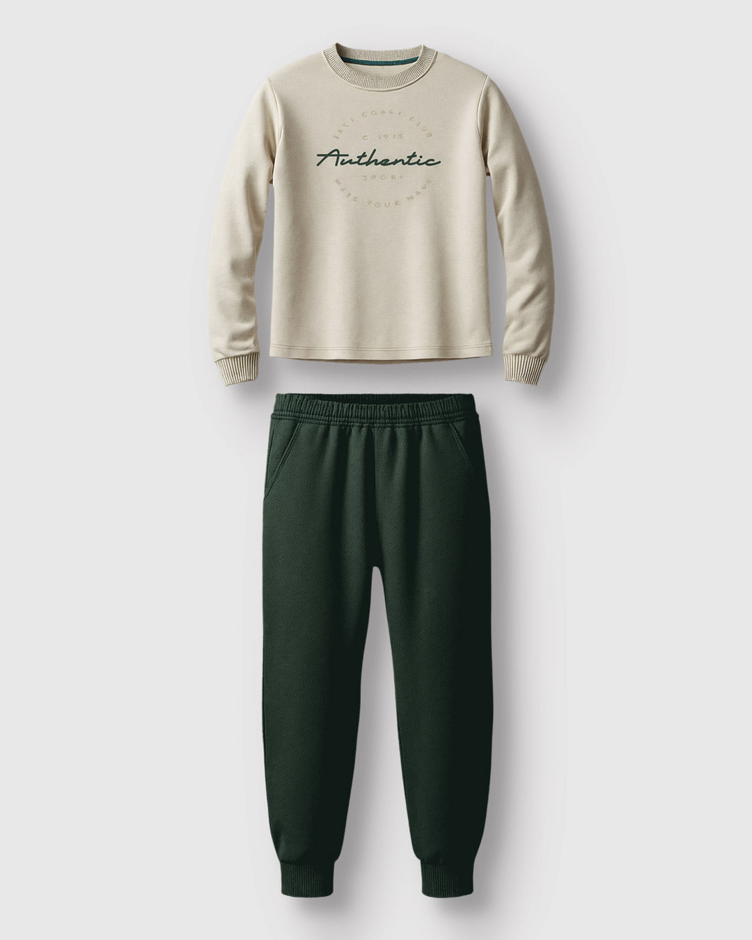 Conjunto Menino Camiseta Manga Longa Estampa Lettering e Calça - Carinhoso