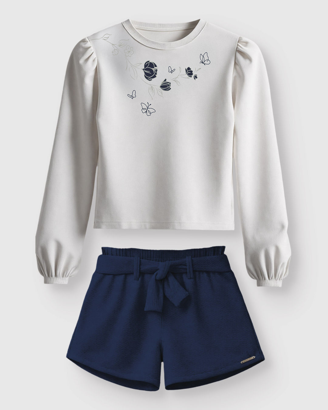 Conjunto Menina Blusa Manga Longa e Shorts Clochard - Carinhoso