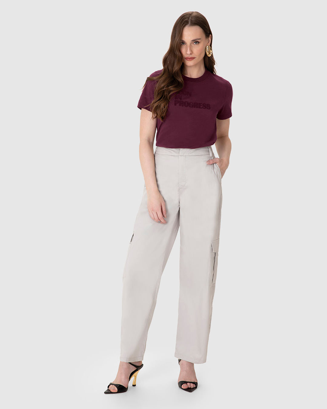 Camiseta Feminina Slim Efeito Aveludado Icon In Progress Em Algodão - ENFIM