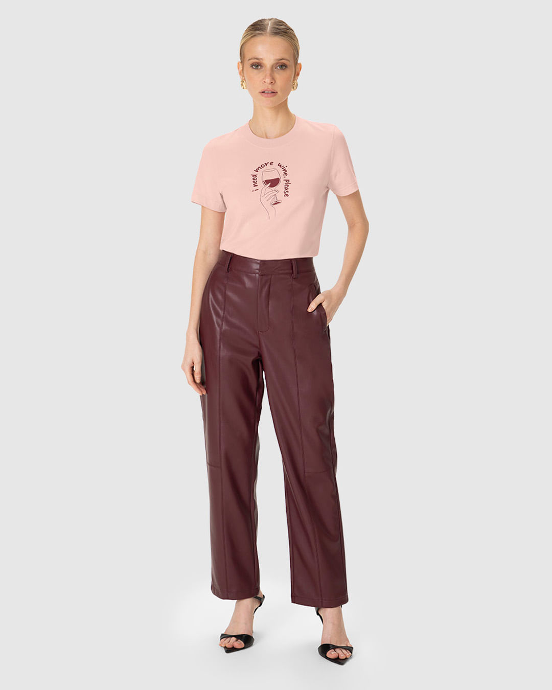 Camiseta Feminina Slim I Need More Wine Em Algodão - ENFIM