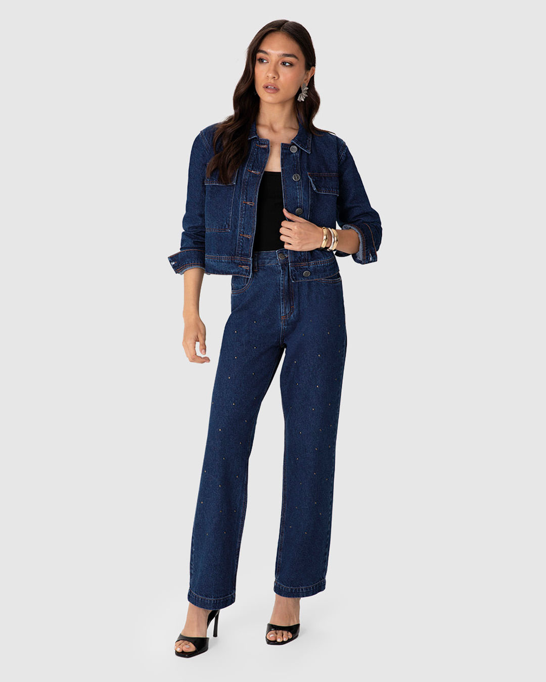 Jaqueta Cropped Feminina Em Jeans 100% Algodão - ENFIM