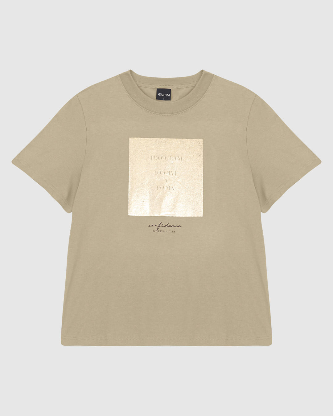 Camiseta Feminina Estampa Metalizada Too Glam To Give A Dama Em Algodão - ENFIM