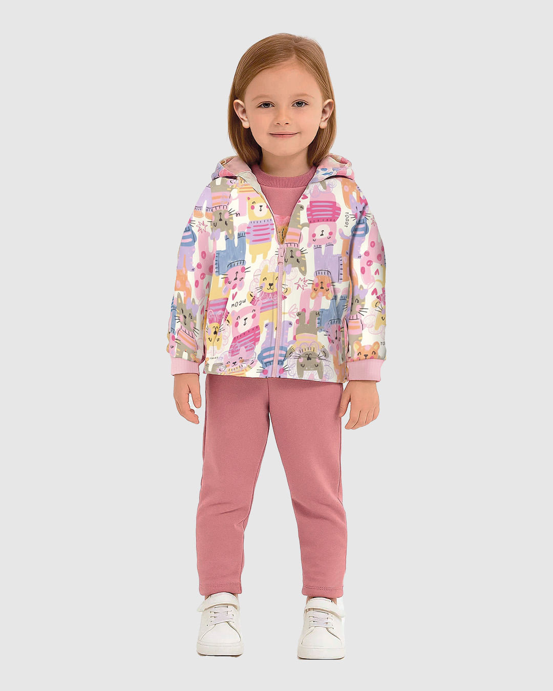 Jaqueta Infantil Menina Bomber Estampada Capuz Forrado em Tafetá Malwee Kids