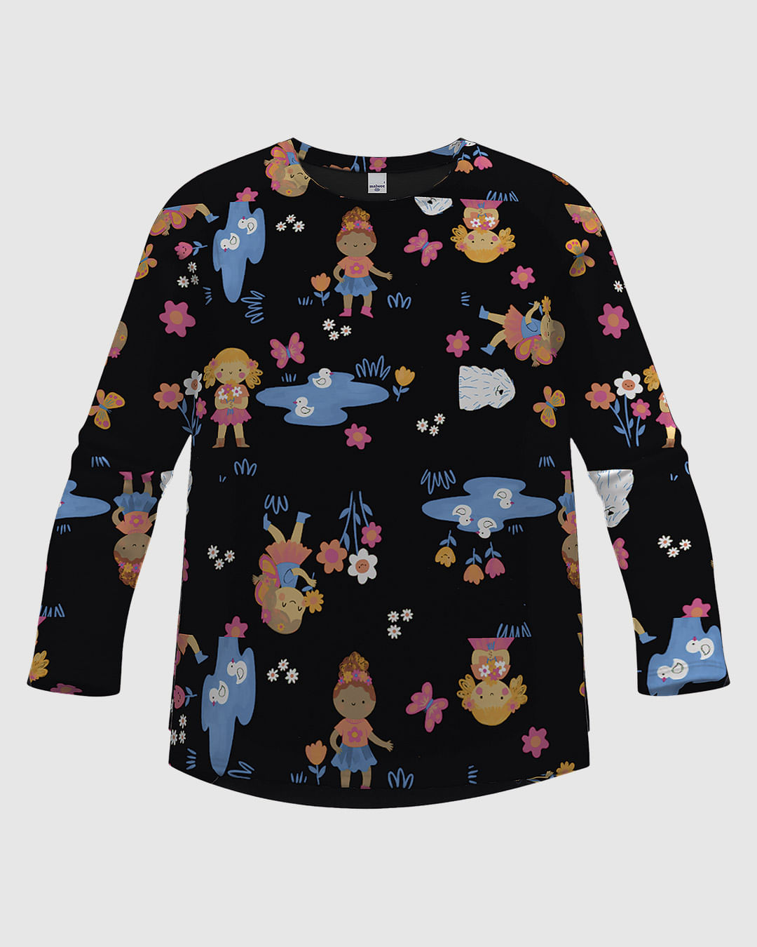 Blusa Infantil Menina Mullet Estampada Manga Longa em Algodão Malwee Kids