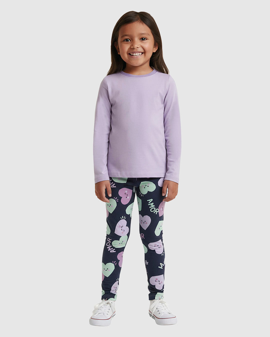 Calça Legging Infantil Estampa Coração Amor Em Moletom Stretch Malwee Kids