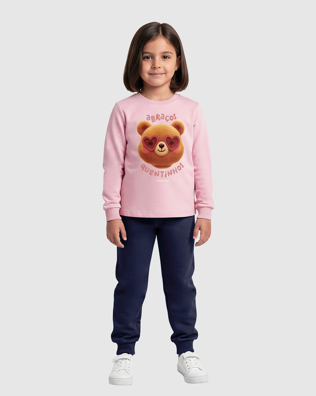 Conjunto Infantil Menina Blusão Abraços Quentinhos Em Moletom Flanelado Malwee Kids