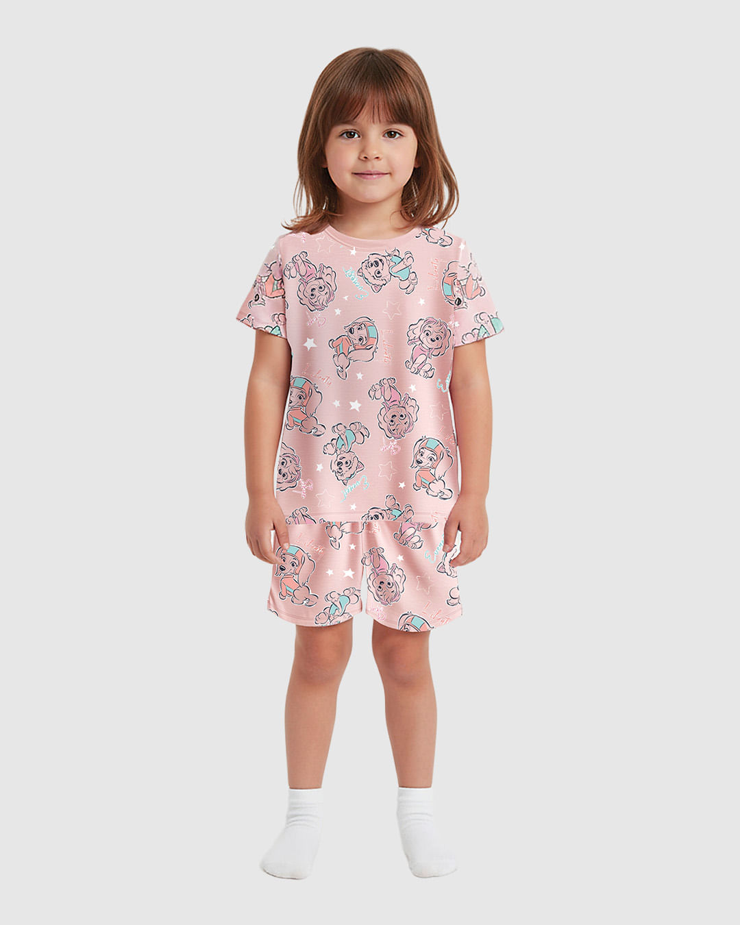 Pijama Infantil Menina Patrulha Canina Estampa Rotativa Em Algodão Malwee Kids