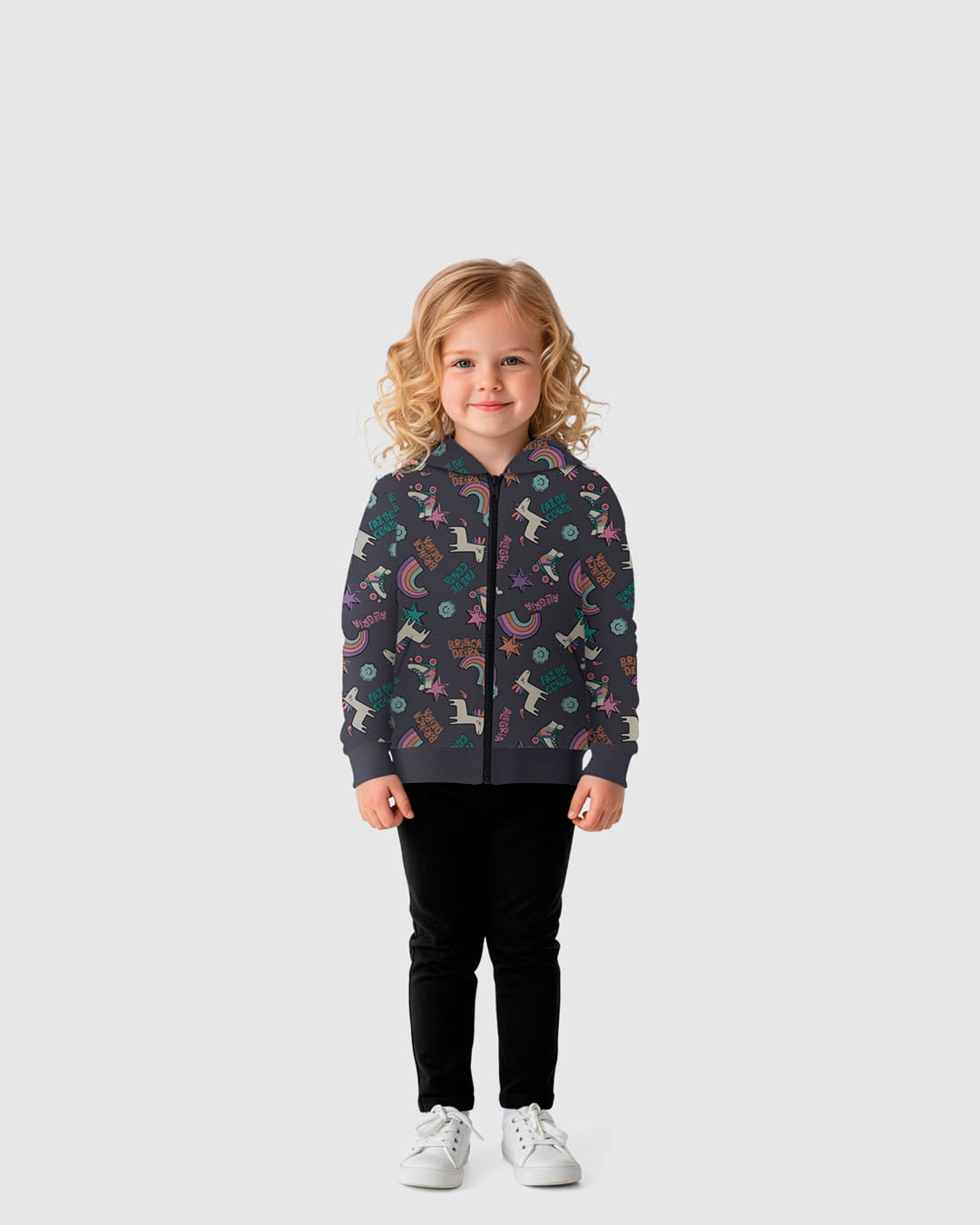 Conjunto Infantil Menina Jaqueta Estampa Rotativa Em Moletom Malwee Kids