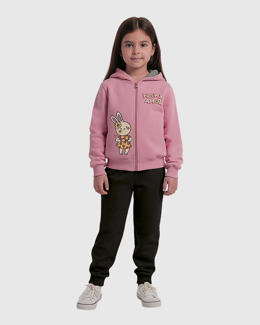 Conjunto Infantil Menina Jaqueta Com Capuz E Calça Em Moletom Malwee Kids - Rosa - 4