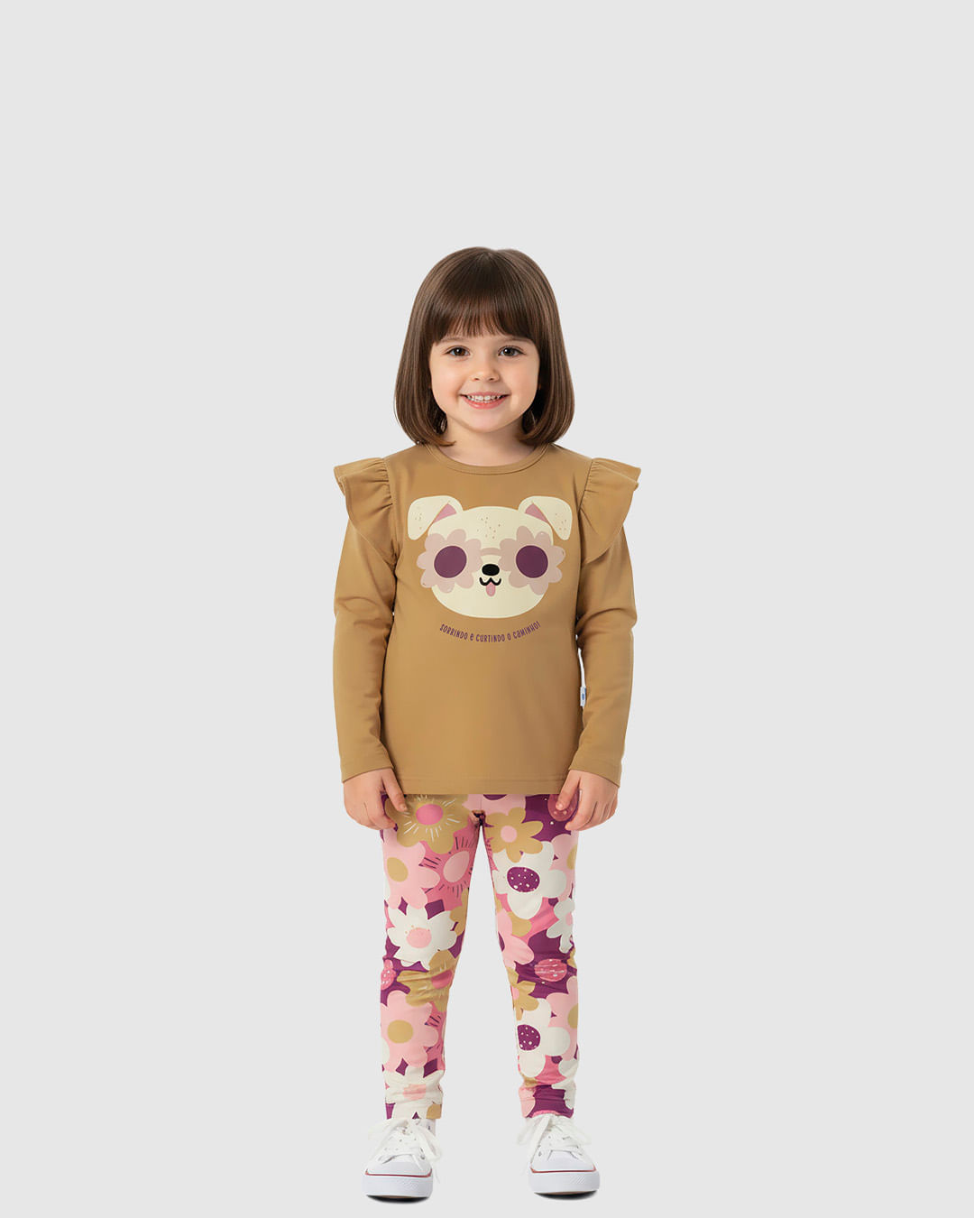 Conjunto Infantil Menina Blusa Babado Ombro E Calça Floral Malwee Kids