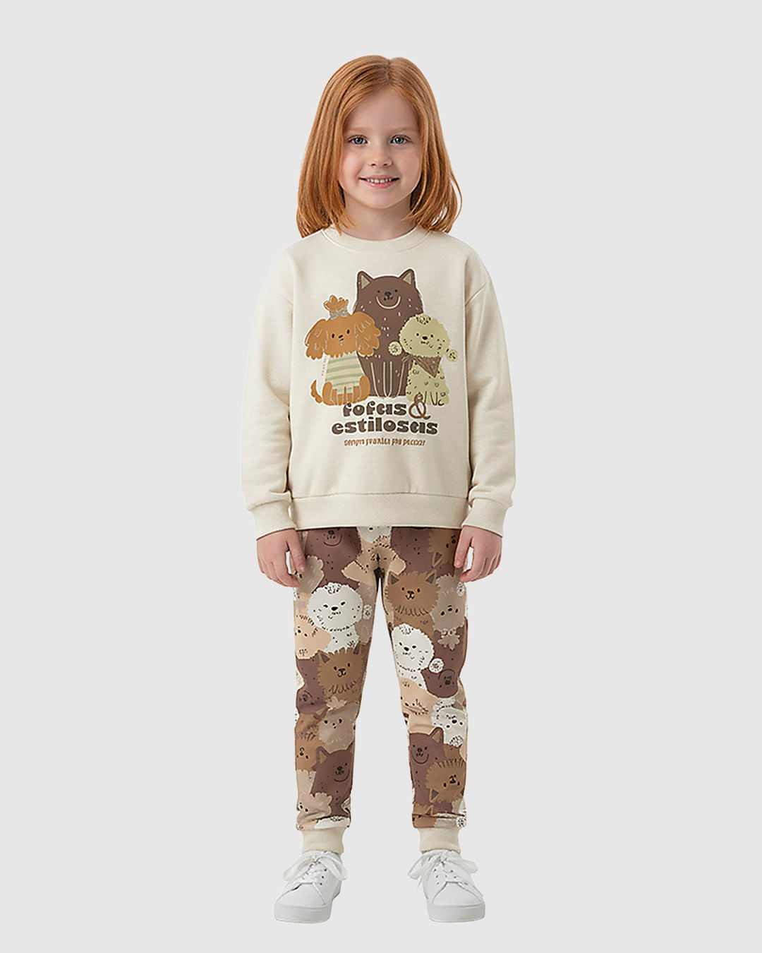 Conjunto Infantil Menina Estampado Blusão e Calça Moletom Flanelado Malwee Kids