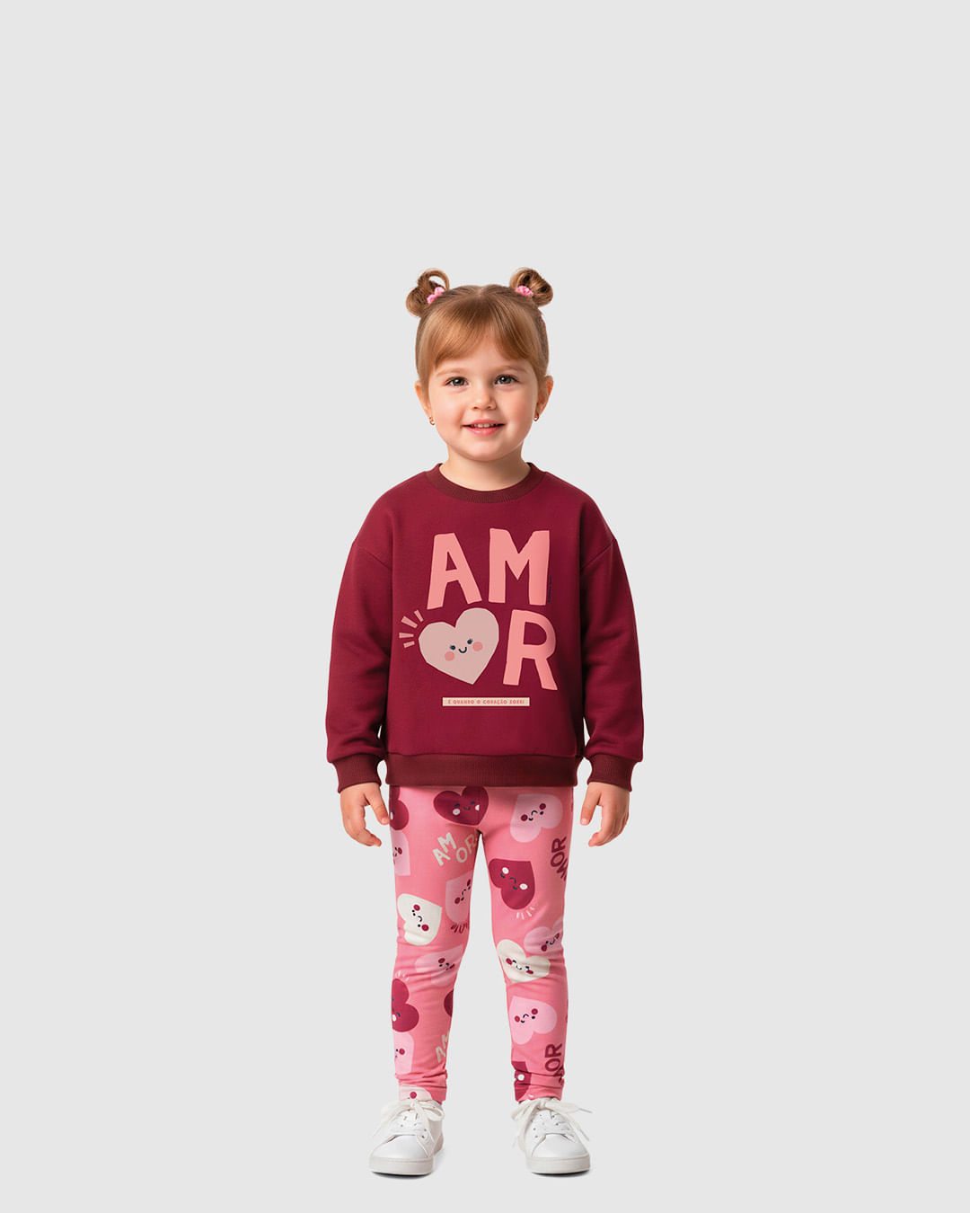 Conjunto Infantil Menina Estampado Blusão E Calça Moletom Flanelado Malwee Kids - Vermelho - 4