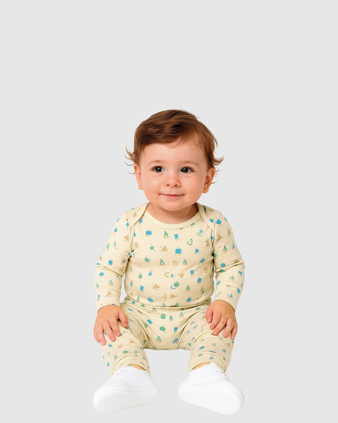 Body Bebê Menino Gola Redonda Manga Longa Estampado Em Algodão Malwee Kids