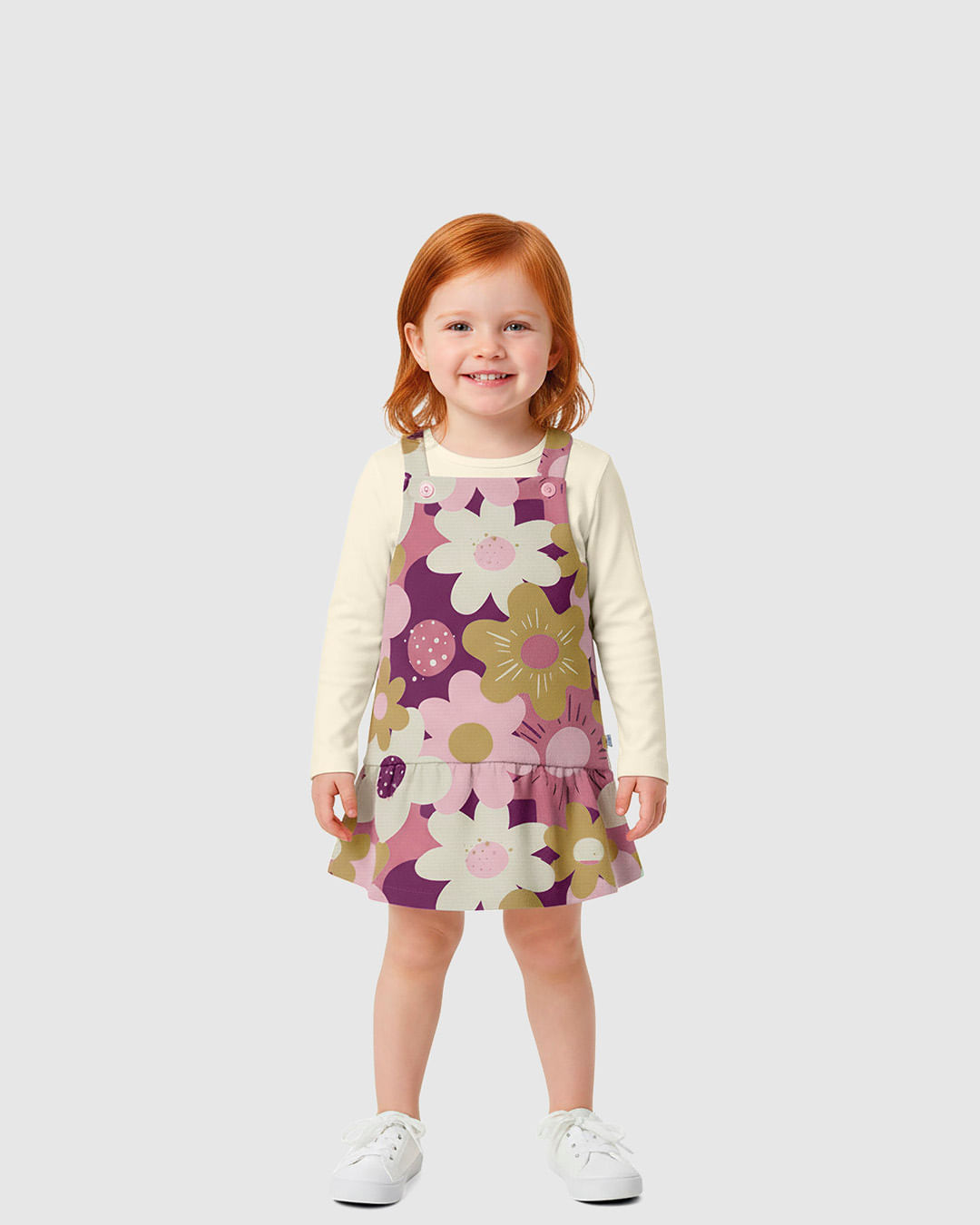 Conjunto Infantil Menina Blusa Manga Longa E Vestido Floral Malwee Kids